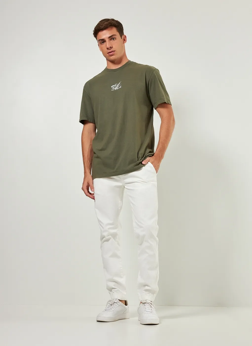 Camiseta Box Verde Militar Estampa