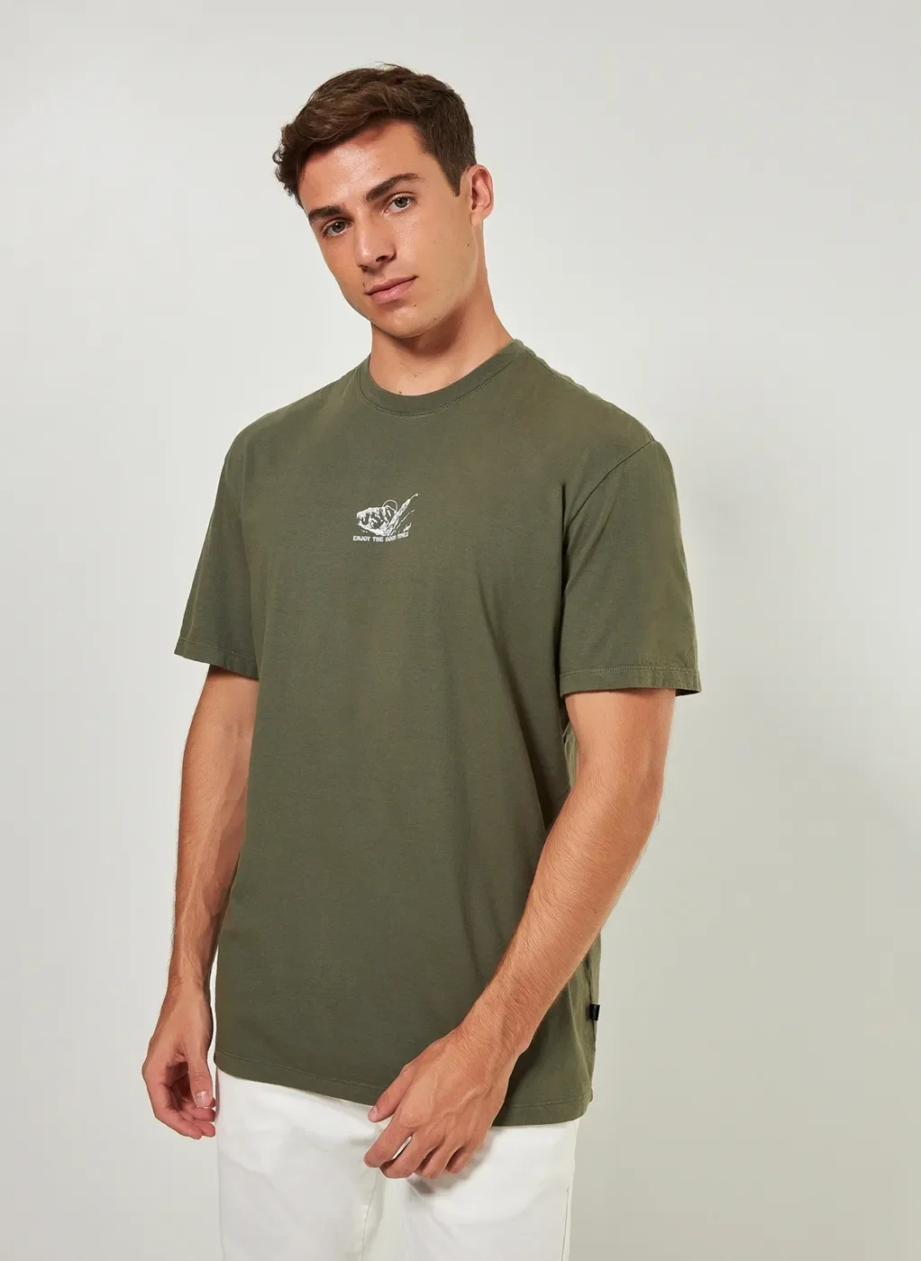 Camiseta Box Verde Militar Estampa