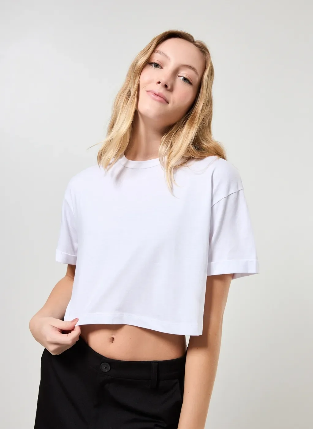 Camiseta Cropped De Manga Curta