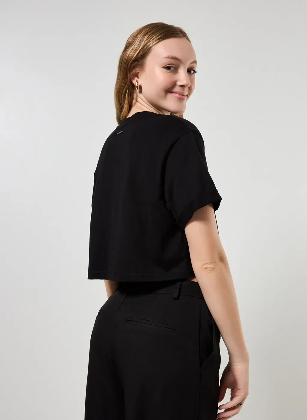 Camiseta Cropped De Manga Curta