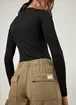 Calça Wide Leg Em Sarja Verde Militar
