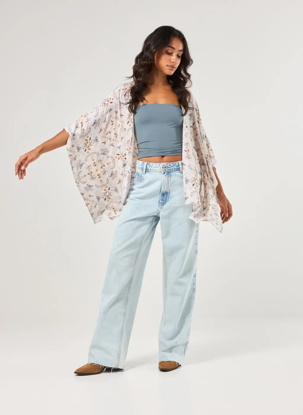 Calça Wide Leg Jeans Cintura Média