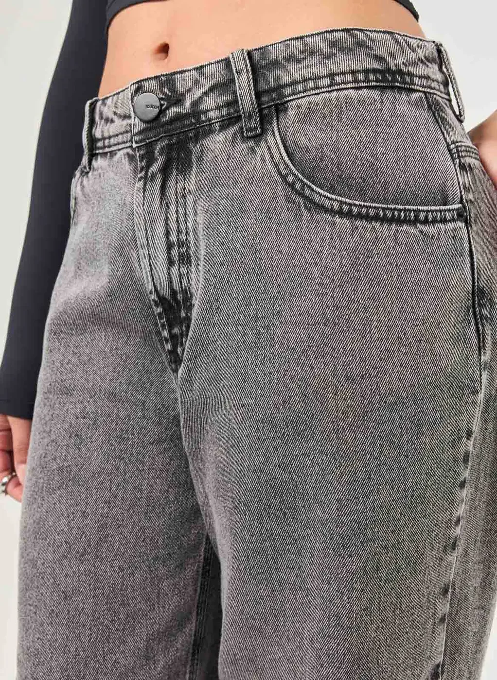 Calça Wide Leg Jeans Cintura Média