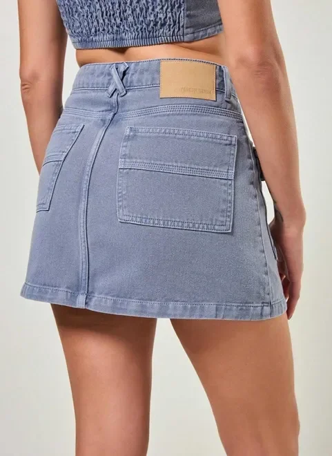 Saia Cargo Em Sarja Azul