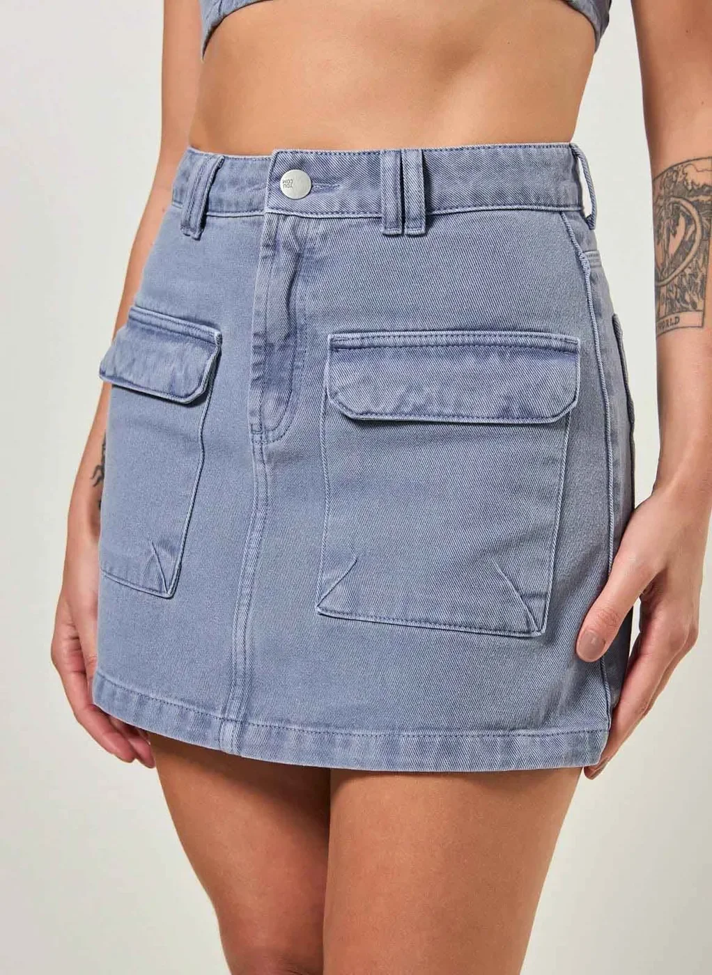 Saia Cargo Em Sarja Azul