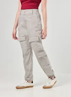 Calça Jogger Cargo Sarja Cinza