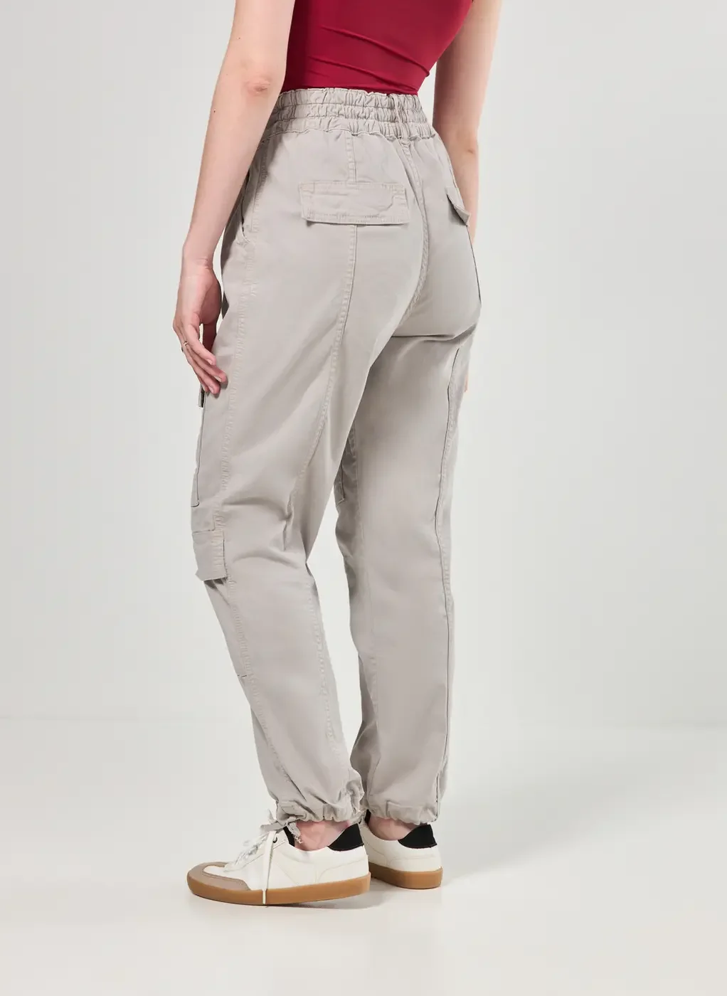 Calça Jogger Cargo Sarja Cinza