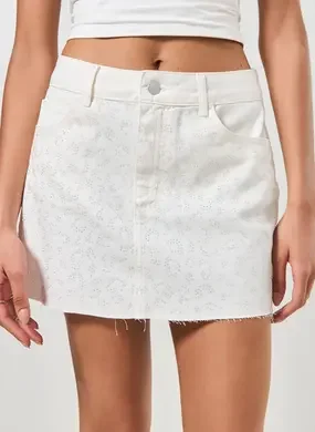 Saia Jeans Com Strass Oncinha