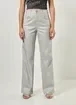 Calça Wide Leg Em Sarja Prateada