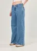 Calça Wide Leg Jeans De Cintura Baixa