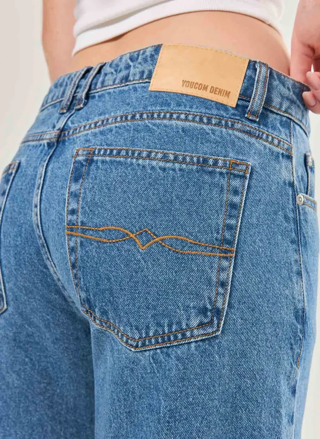 Calça Wide Leg Jeans De Cintura Baixa