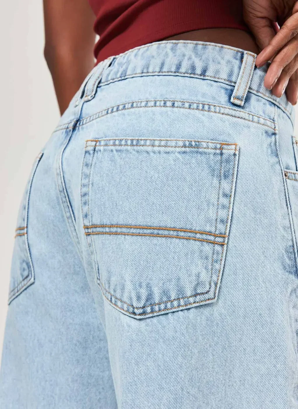 Calça Wide Leg Jeans De Cintura Baixa