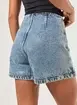Short Saia Jeans Com Brilho Molhado