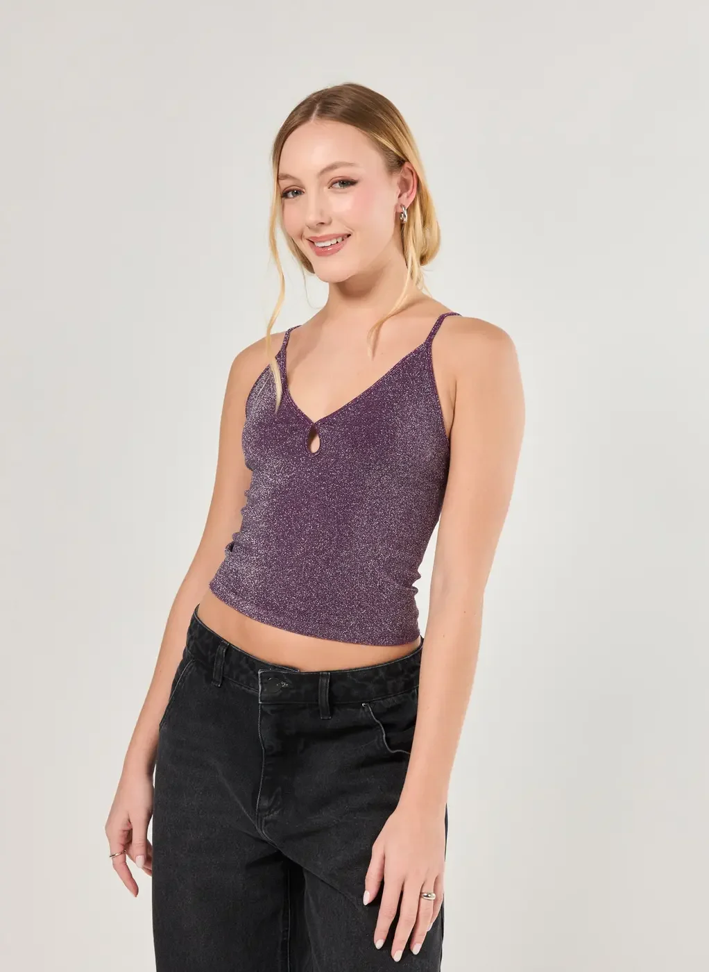 Blusa De Alcinha Roxa Com Brilho