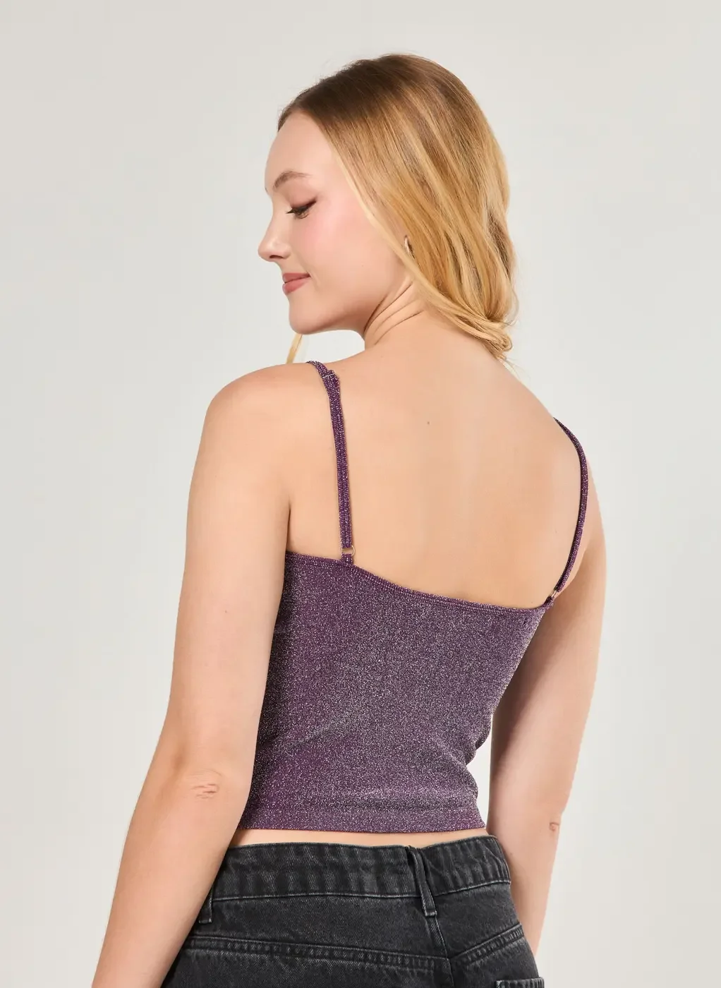 Blusa De Alcinha Roxa Com Brilho