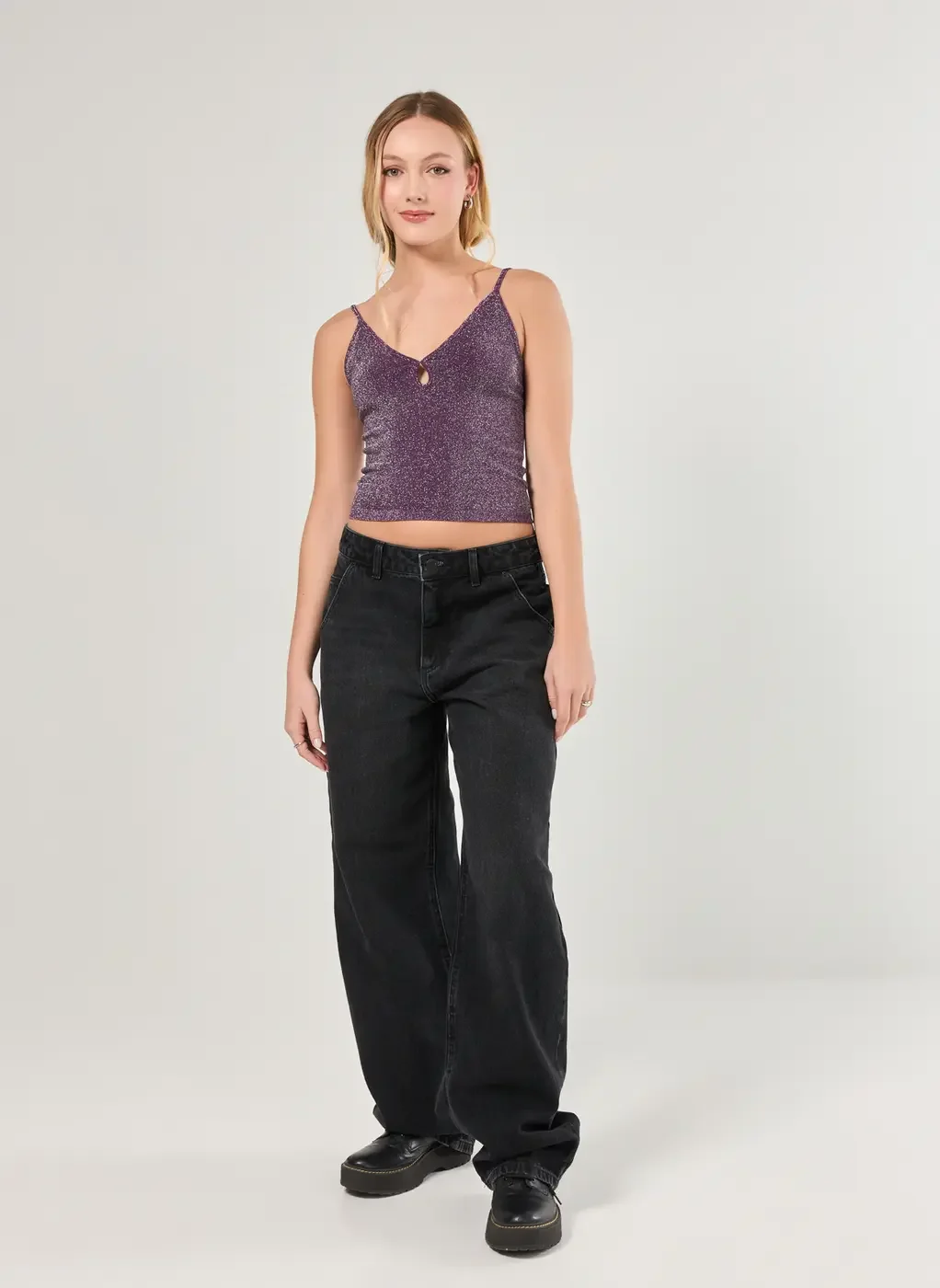 Blusa De Alcinha Roxa Com Brilho