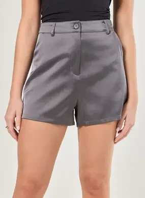 Short Em Cetim Chumbo