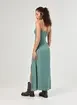 Vestido Midi Com Fenda E Alcinhas