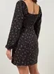 Vestido De Manga Longa Preto Florzinhas