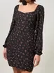 Vestido De Manga Longa Preto Florzinhas