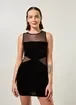 Vestido Preto Em Veludo Com Tule