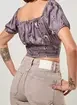 Cropped Romântico Roxo Com Flores