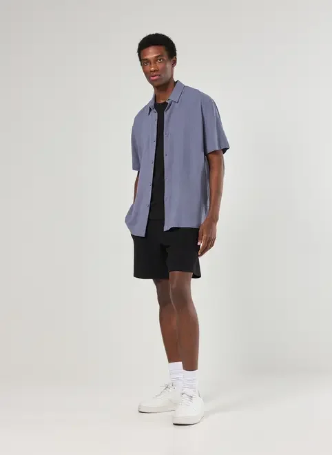 Camisa Com Linho Manga Curta