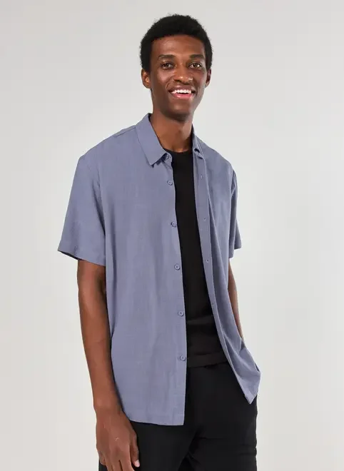 Camisa Com Linho Manga Curta