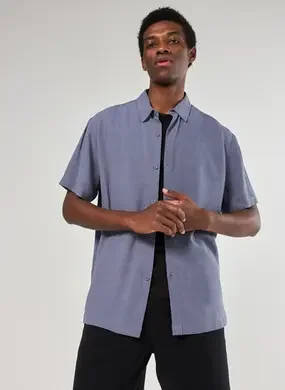 Camisa Com Linho Manga Curta