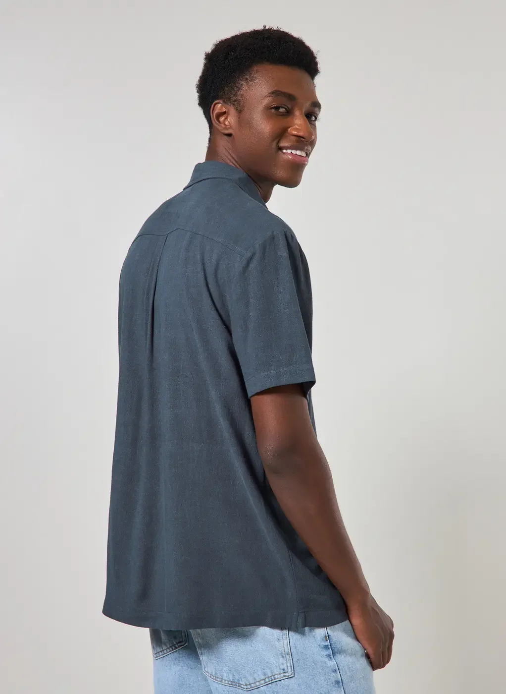 Camisa Com Linho Manga Curta