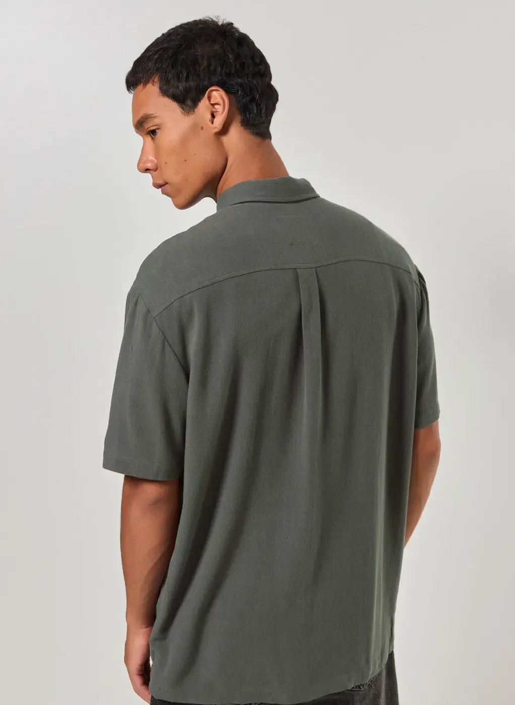 Camisa Com Linho Manga Curta