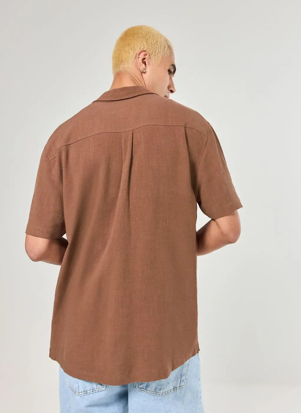 Camisa Com Linho Manga Curta