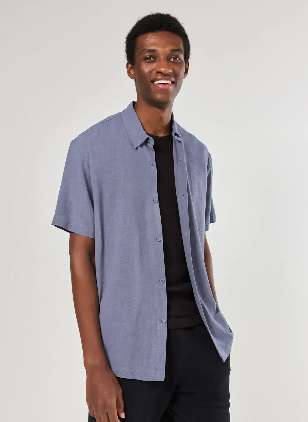 Camisa Com Linho Manga Curta