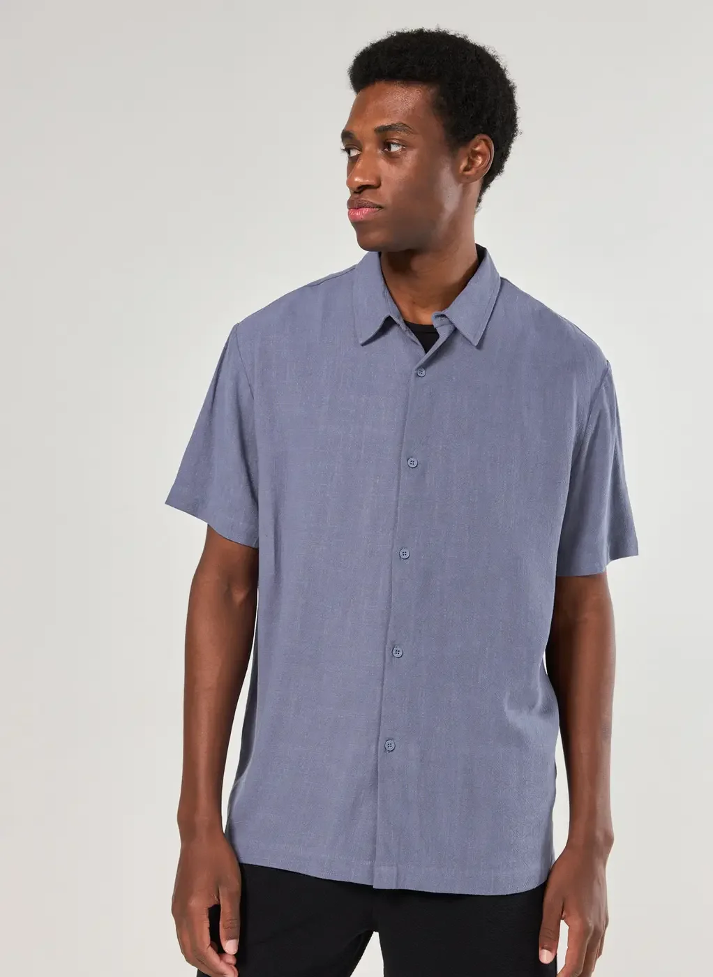 Camisa Com Linho Manga Curta