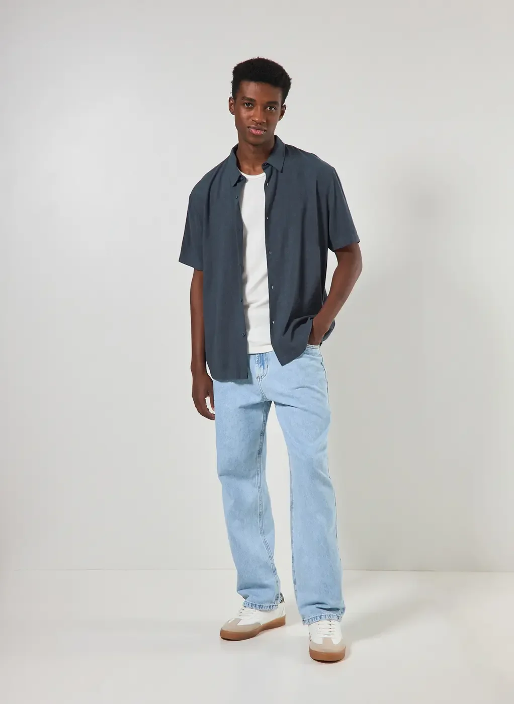 Camisa Com Linho Manga Curta