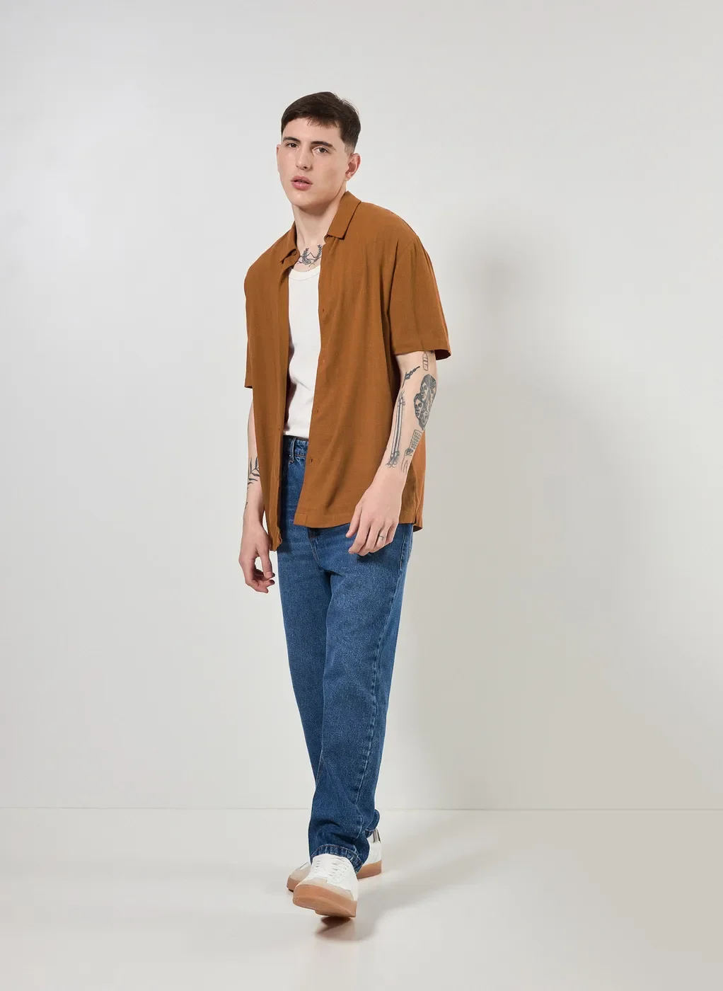 Camisa Com Linho Manga Curta