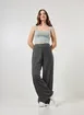 Calça Pantalona Em Tecido Preto Estonado
