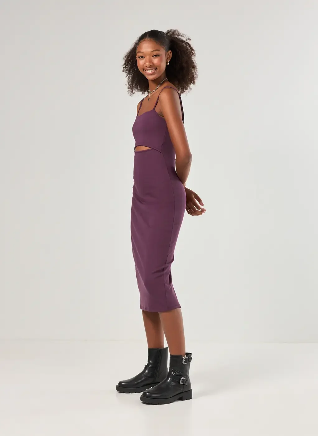 Vestido Tubinho Midi Com Abertura