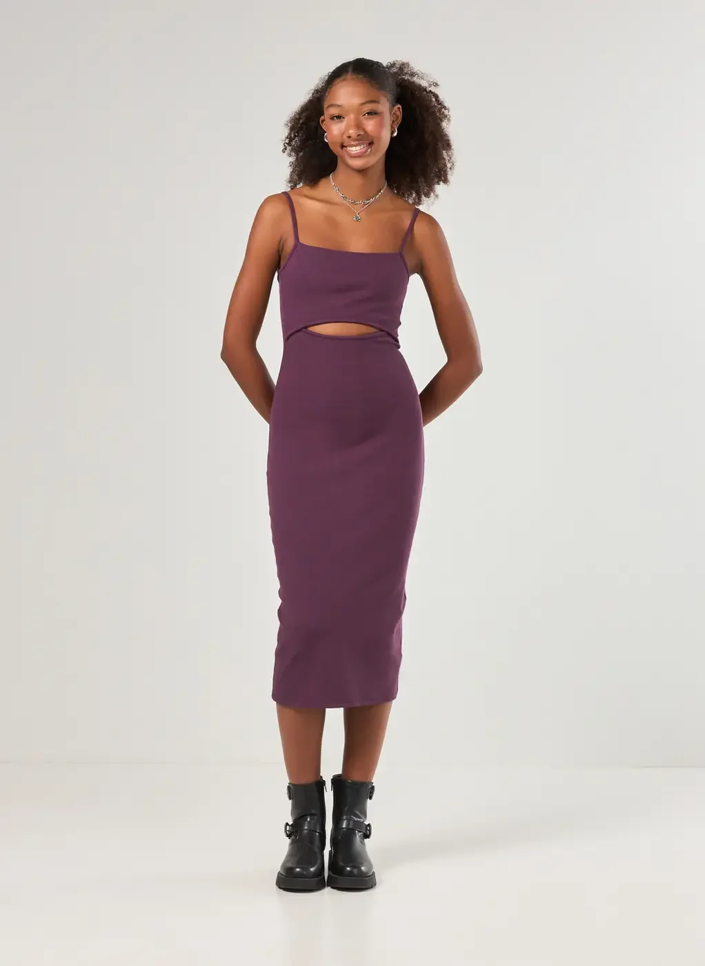 Vestido Tubinho Midi Com Abertura