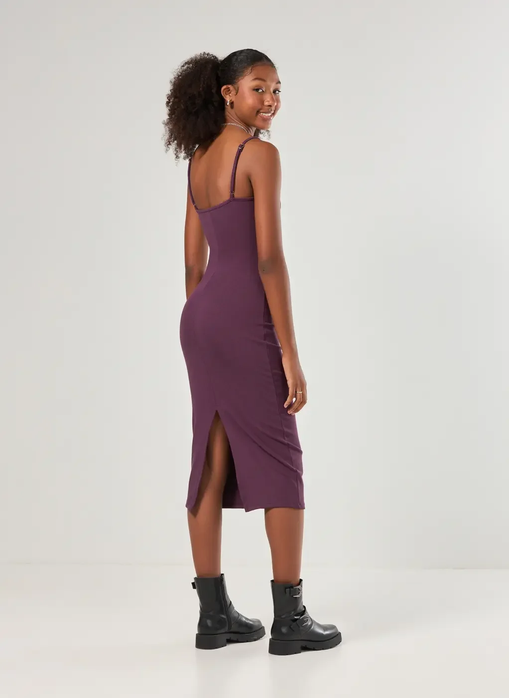 Vestido Tubinho Midi Com Abertura