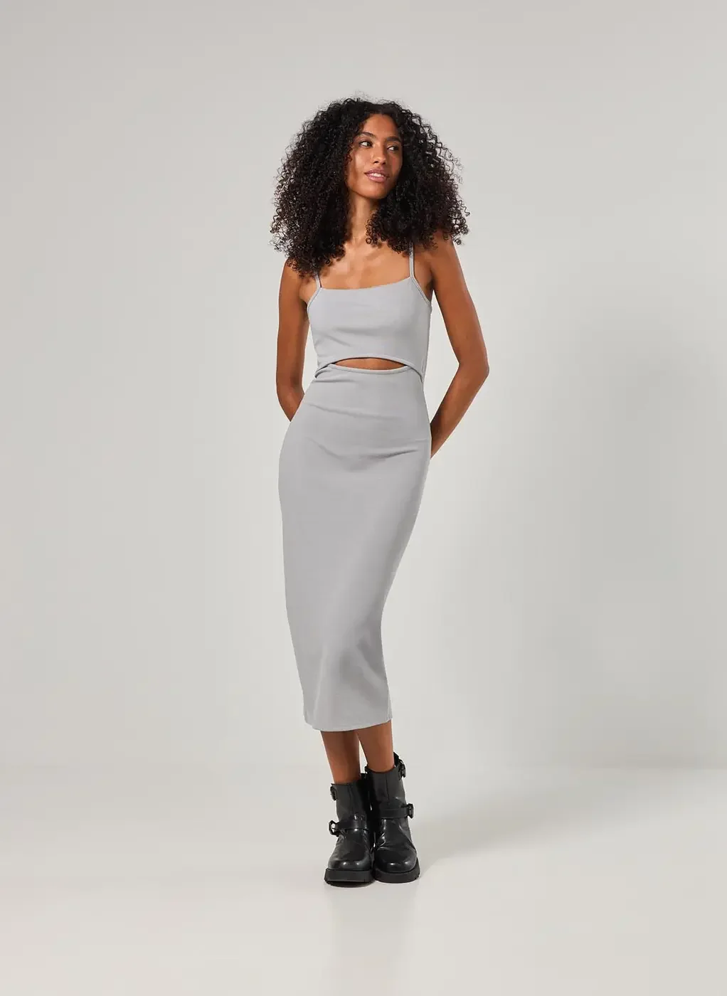 Vestido Tubinho Midi Com Abertura