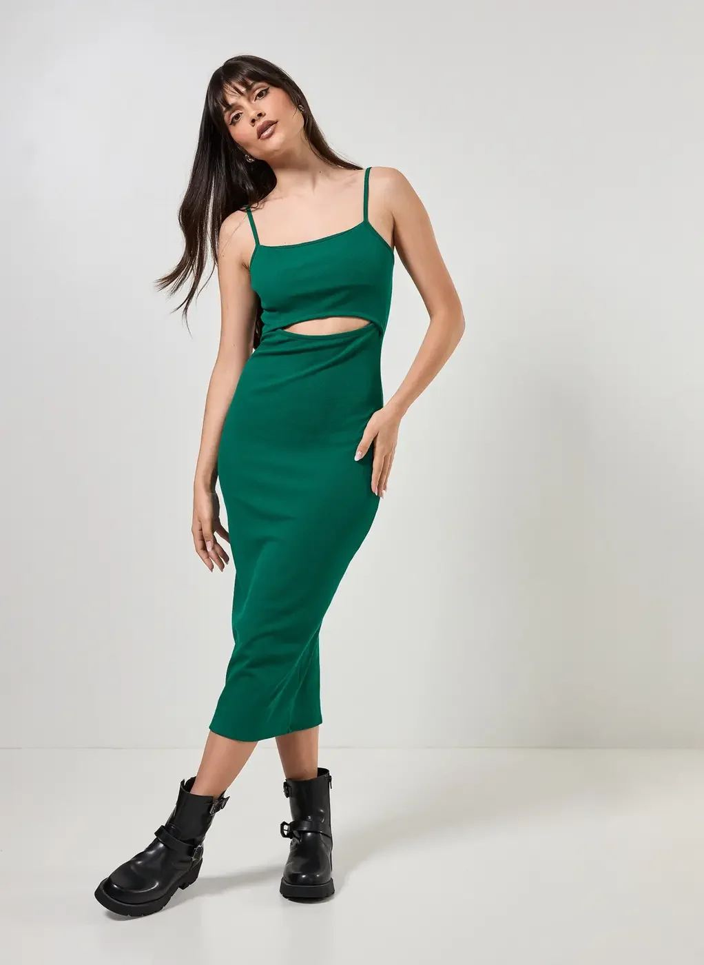 Vestido Tubinho Midi Com Abertura