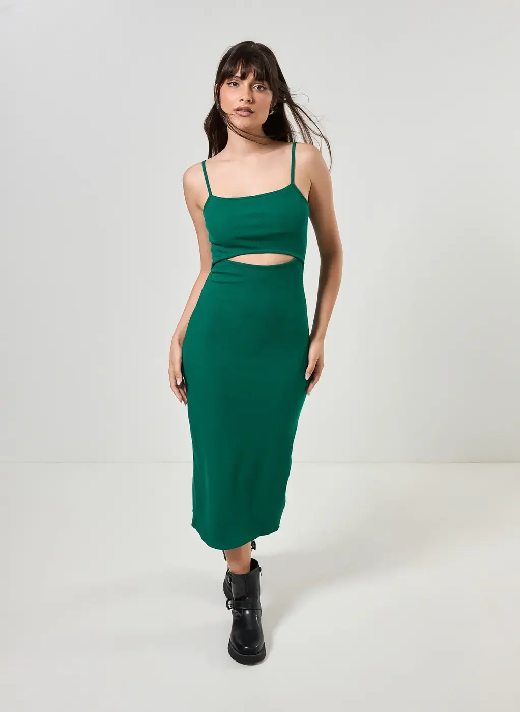 Vestido Tubinho Midi Com Abertura