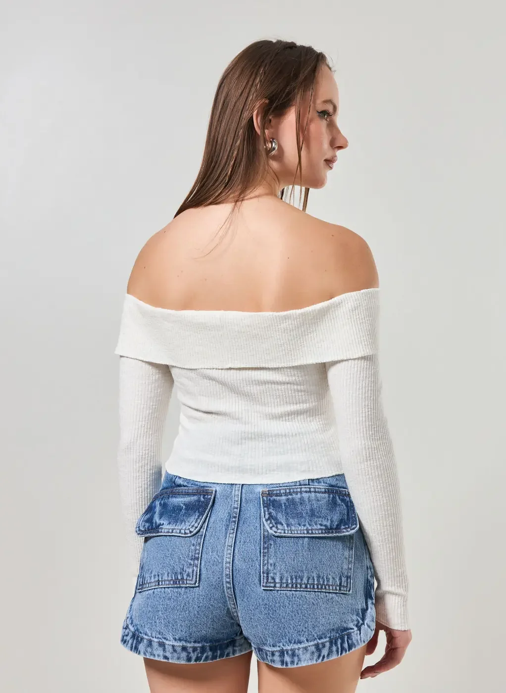 Blusa Ombro A Ombro Manga Longa