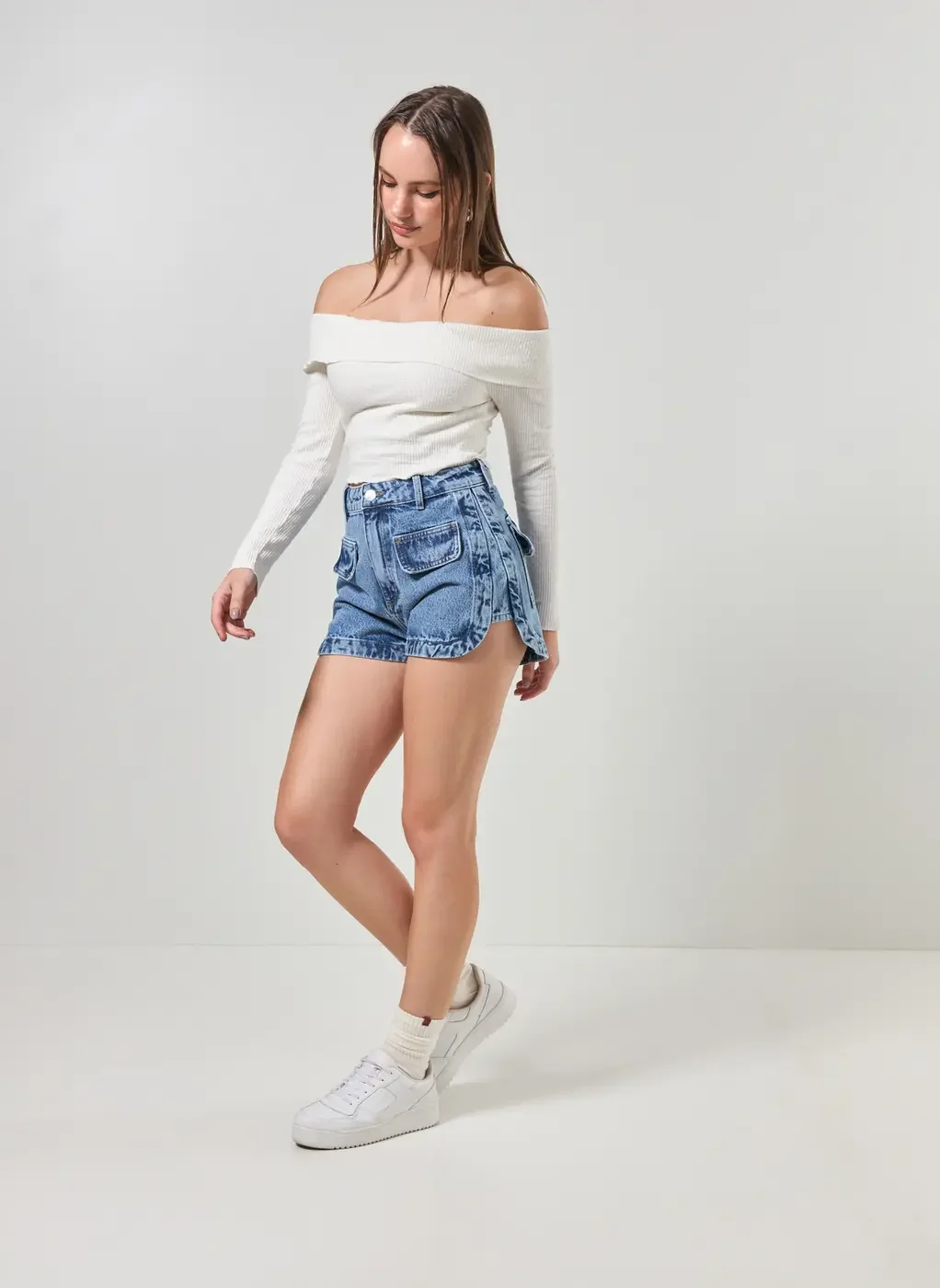 Blusa Ombro A Ombro Manga Longa