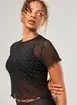 Blusa Em Tule Preto Com Strass