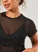 Blusa Em Tule Preto Com Strass
