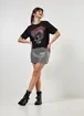 Saia Preta Com Paetê Prateado