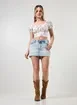 Cropped Romântico Off-White Com Flores