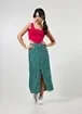 Saia Midi Verde Com Florzinhas